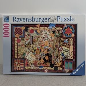 Ravensburger Puzzle Box Back Artwork - Blue, Yellow, Cream